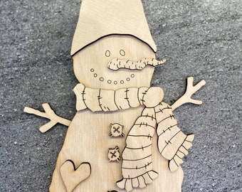 Descarga digital SVG de muñeco de nieve para Glowforge o Laser
