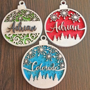 Set di ornamenti natalizi di 3 SVG Digital Download per Glowforge