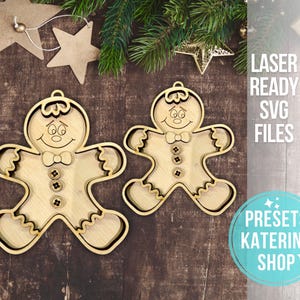 シンプルなジンジャーブレッド クリスマス オーナメント SVG ファイル | オーナメント SVG | ジンジャーブレッド オーナメント レーザー SVG レーザー カット ファイル | クリスマス オーナメント SVG
