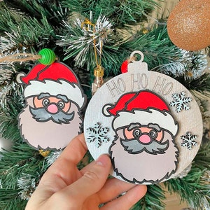 Santa Christmas Ornament SVG File,Laser Cut File ,Vintage Santa Christmas Ornament SVG File,Christmas Ornament Kit ,Ornament SVG, Ho Ho Ho,