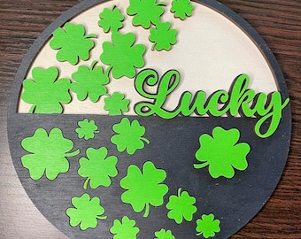 St Patrick Welcome door hanger SVG,Shenanigans Welcome sign, Shamrock SVG, Glowforge file,St. Partick's Day SVG Laser Cut File