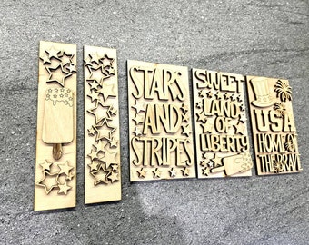 Interchangeable Stend  July 4th svg,Standing Interchangeable Stend for July 4th ,farmhouse decor for laser,Glowforge svg,Glowforge cut file,