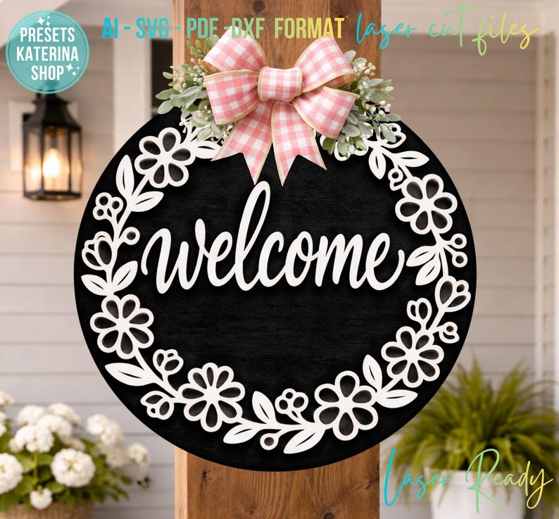 Welcome Sign SVG, Front Porch Wall Decor for Glowforge Xtool,layered ...