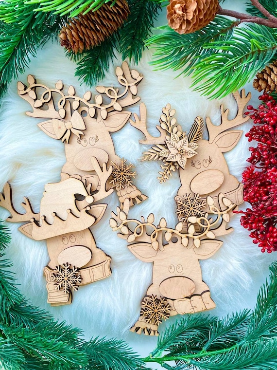 Reindeer Ornament Laser File, Christmas Laser SVG, Laser Ornaments Files,Christmas Ornament SVG, Reindeer Laser SVG, Christmas Laser Files,