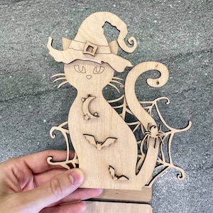 Black Cat SVG File ,Halloween Cat Shelf Sitter, Black Cat svg file,Laser Cut File ,Glowforge,Standing Black Cat SVG File