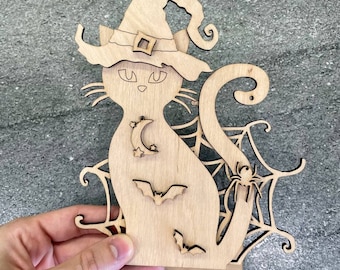 Black Cat SVG File ,Halloween Cat Shelf Sitter, Black Cat svg file,Laser Cut File ,Glowforge,Standing Black Cat SVG File