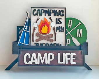 Interchangeable Stend Camping Life svg,Standing Interchangeable Stend for Camping,farmhouse decor for laser,Glowforge svg,