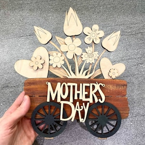 Muttertags-Wildblumen für Blumenständer, SVG-Ersatzdatei, Blumen, Frühlingsablage, Glowforge, florales Laser-Dekor