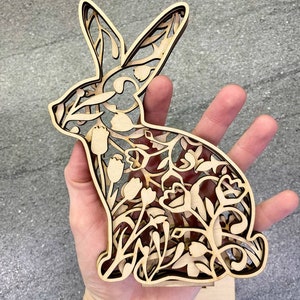 Couronne de lapin de Pâques découpé au laser 3D fichier SVG, Joyeuses Pâques fichier découpé au laser, fichiers découpés au laser PÂQUES fichier laser Svg en couches et fichier svg 3D