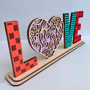 Love & Hearts Standing File SVG, glowforge, valentines day svg,Valentine&#39;s Day Street Sign File SVG,Love Decor Glowforge,