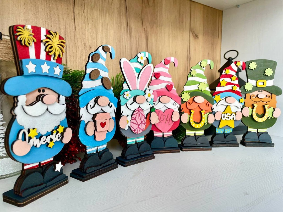 Gnome Bundle SVG File,glowforge ,gnome SVG Laser Cut File ,gnome Shelf ...
