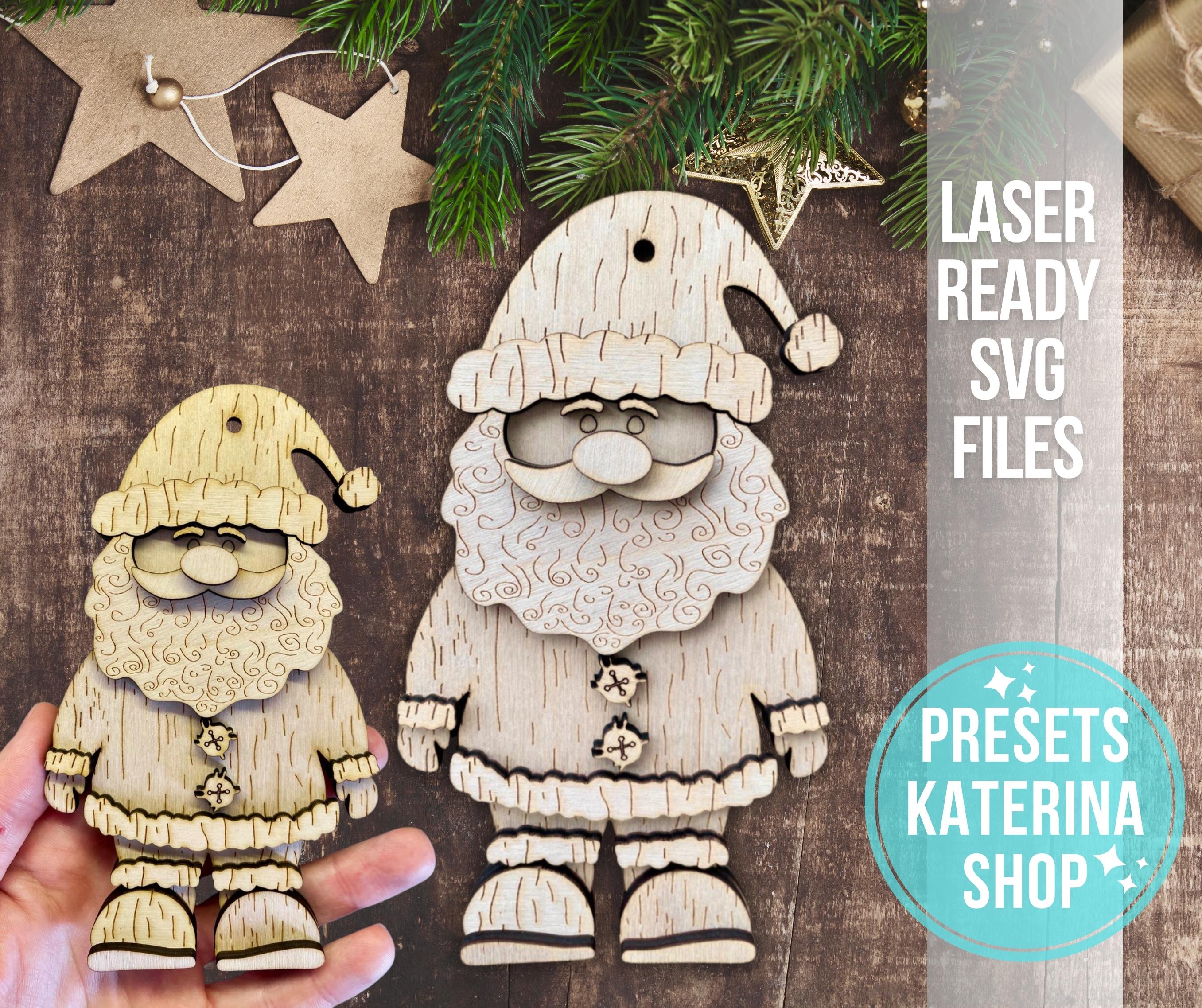 Santa Ornament SVG File Laser Cut File Ornament SVG Santa Claus Laser ...