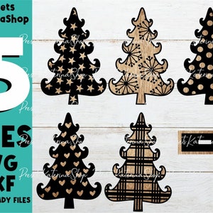 Ornamenti albero fiocco di neve Set di 5 file SVG digitali per Glowforge, glowforge svg,laser svg,file laser,glowforge file