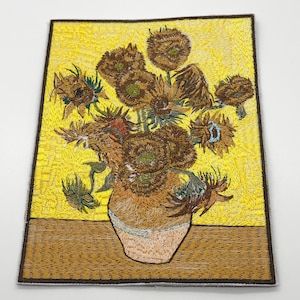 Sunflowers by Van Gogh, machine embroidery design of Van Gogh art&#39;s Sunflowers for decoration