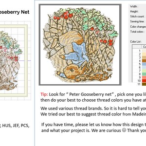 Peter Rabbit Embroidery Design, Oh No! Peter Runs Into a Gooseberry Net ...
