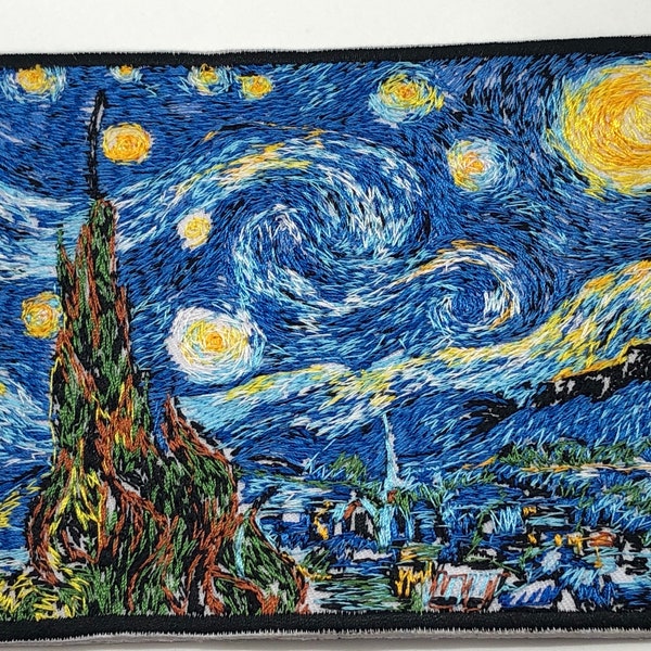 Sternenklare Nacht Stickdatei - Van Gogh Sternennacht gestickte Download-Datei für mit der Stickmaschine Größe 10*12cm