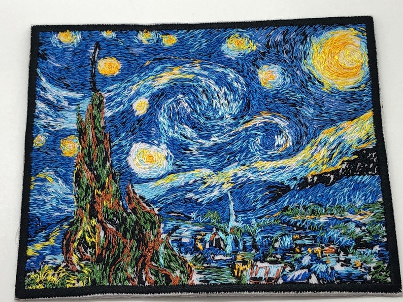 Starry Night Machine Embroidery Design Van Gogh Starry Night Etsy
