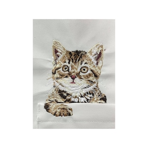 Cat Over Pocket Embroidery Design: Kitten Patch (Digital Download)