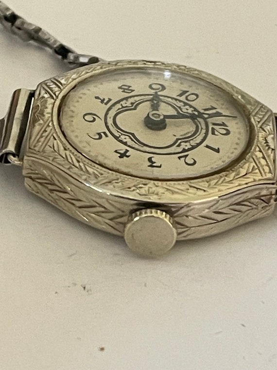 14Kt White Gold Antique Ladies Wristwatch  15 jew… - image 8