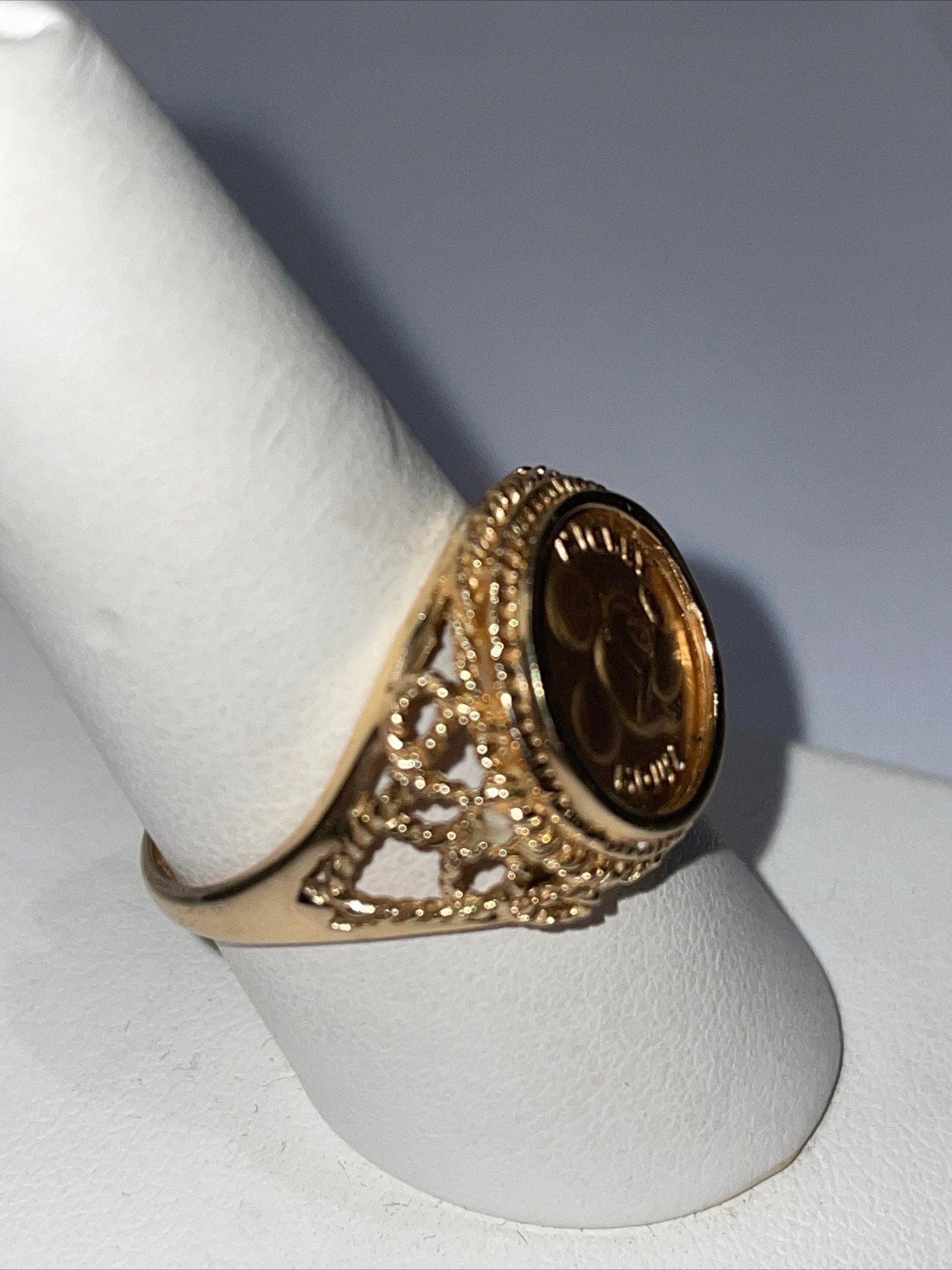 Vintage Solid 14 Kt Gold Mickey Mouse Coin Ring Size 8 Etsy