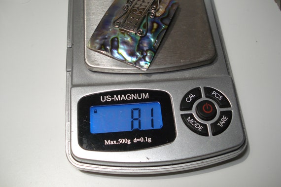 Vintage Abalone Sterling Silver Fancy Rectangular… - image 6