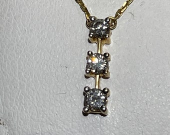 14 Kt Past Present And Future 3 Diamond 1/3 CTTW  Pendant Necklace