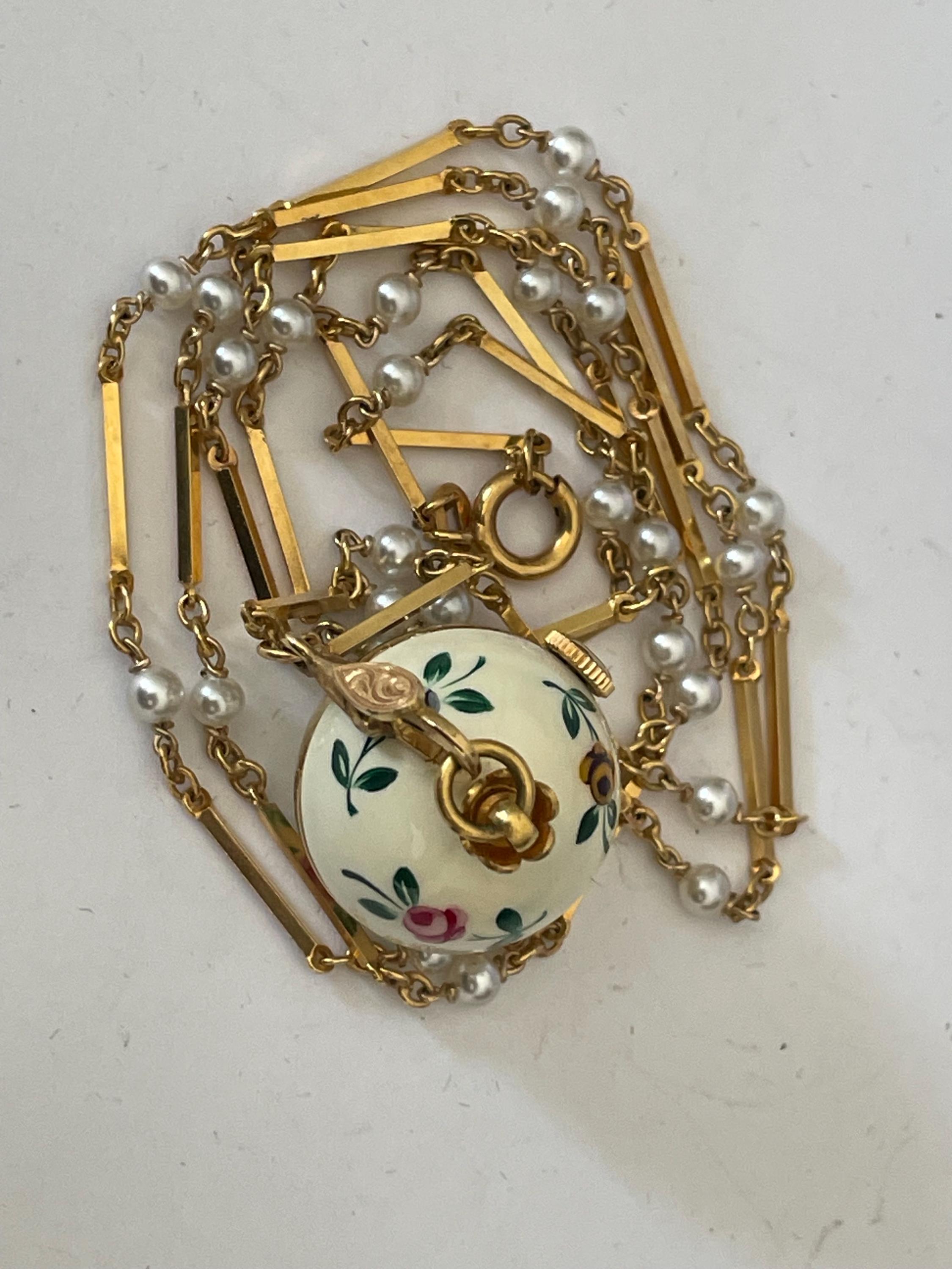 Montre Pendentif Vintage Mécanique Bucherer - Cadran Argent émail Sculpté - Bijou Horloger