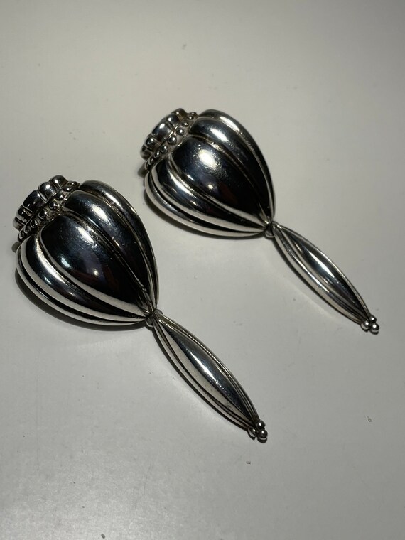 Modernist Sterling Silver Balloon Style Drop Earr… - image 2