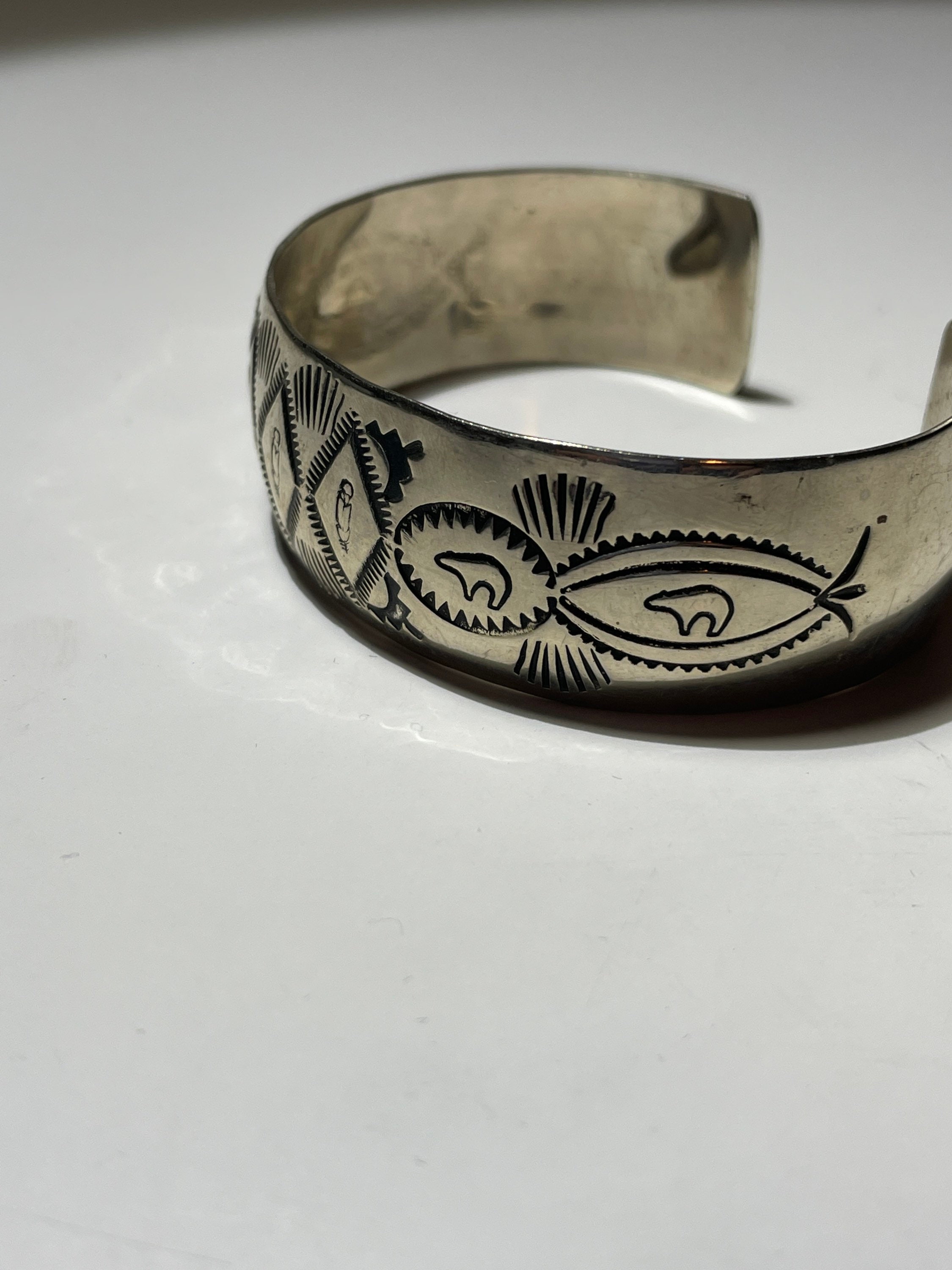 Navajo Sterling Silver Native American Signed M Cuff