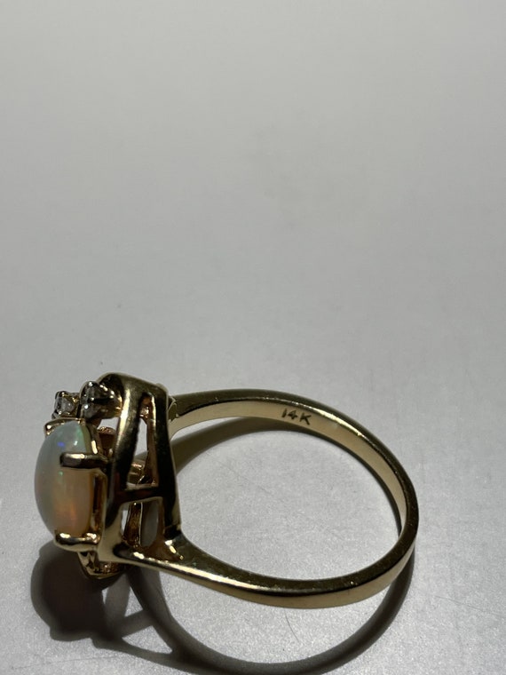 Vintage 14 kt Freeform Opal Diamond Ring size 6.5 - image 9