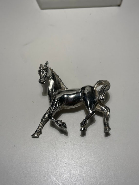 Vintage Sterling Silver Large Horse Pin Brooch by 