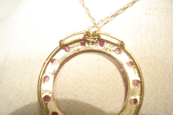 10 Kt Gold Ruby Circle Pendant 17" 10 Kt  Gold Ch… - image 4