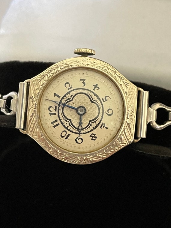 14Kt White Gold Antique Ladies Wristwatch  15 jew… - image 1