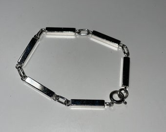 Uno A Erre Sterling Silver Bar Link Bracelet Made In Italy