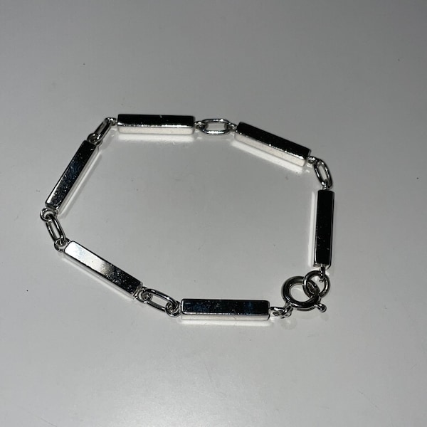 Uno A Erre Sterling Silver Bar Link Bracelet Made In Italy