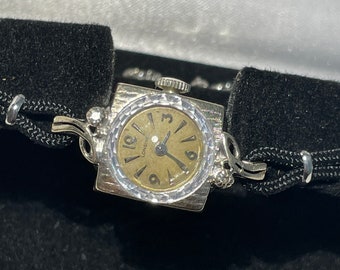 Longines 14kt White  Gold Diamond Lug Ladies Vintage Wristwatch