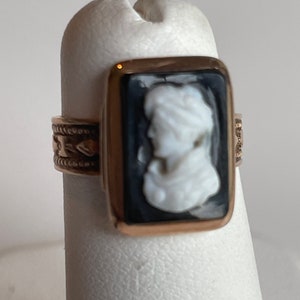 Victorian 10 kt Rose Gold Black Cameo Ring size 4 bild 5