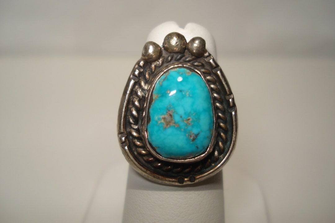 Old Pawn Sterling Silver Native American Turquoise Ring Size 5 Etsy