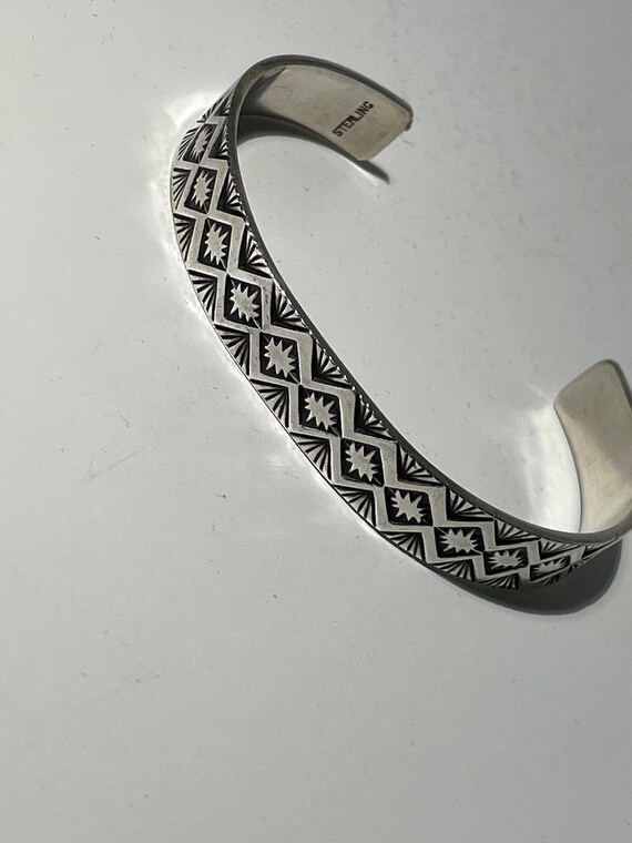 Sterling Silver Native American Cuff Bracelet - image 7