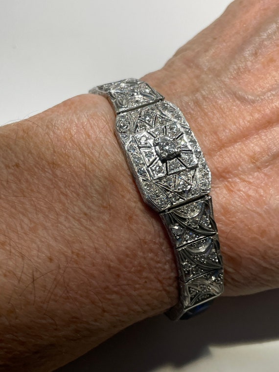 Platinum Diamond Art Deco Ladies Cocktail Bracelet - image 1