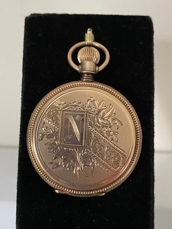 1885 Antique 14K Solid Gold Elgin Pocket Watch 8 … - image 2