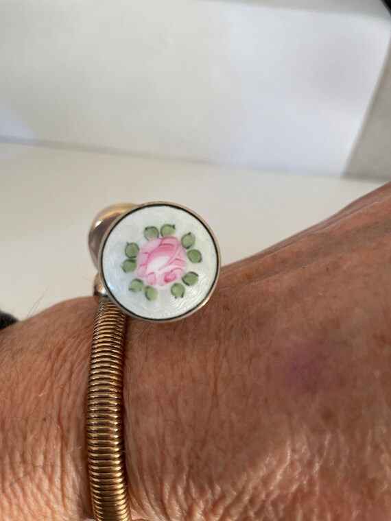 Vintage Guilloche Enamel Wrap Around Ladies Wrist… - image 4