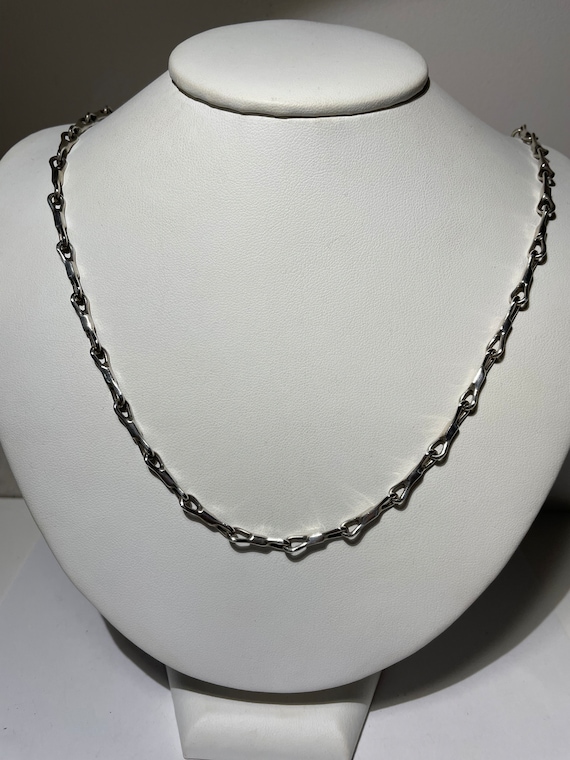 Modernist Sterling Silver Unique Link Necklace 24… - image 1
