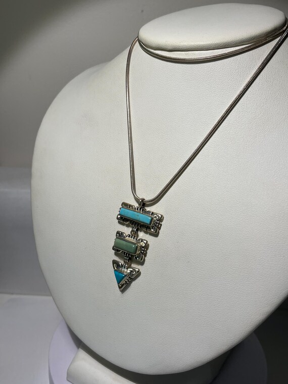Sterling Silver Dangling Turquoise Southwestern D… - image 3