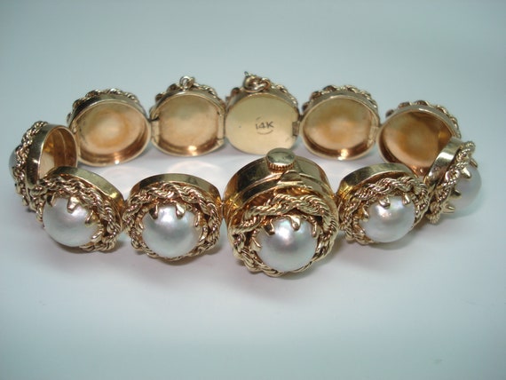 14 Kt Gold Art Deco Ladies Baroque Pearl Hidden F… - image 2