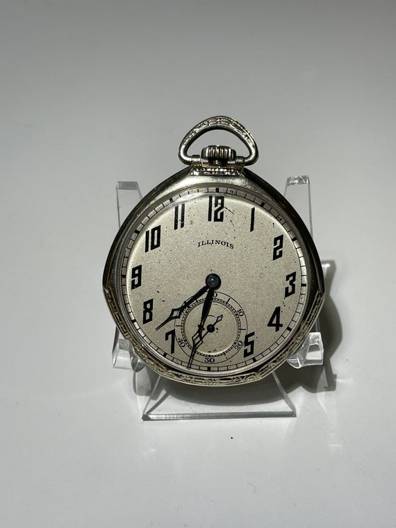 1923 Illinois 14kt White Gold Pocket Watch  Fancy 