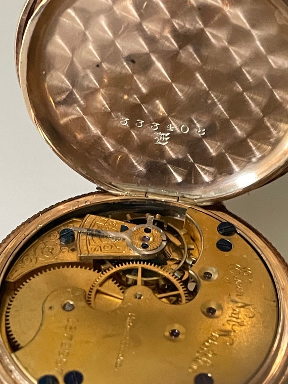 1885 Antique 14K Solid Gold Elgin Pocket Watch 8 … - image 6