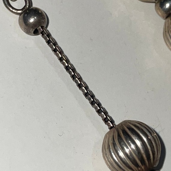 Vintage Sterling Silver Textured Ball Beaded Chai… - image 8