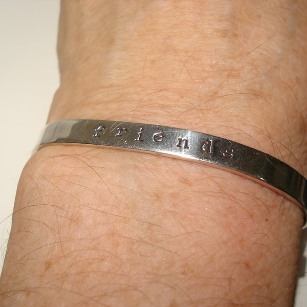 Sterling Silver Cuff Bracelet Freinds Forever by Designer Far Fetched