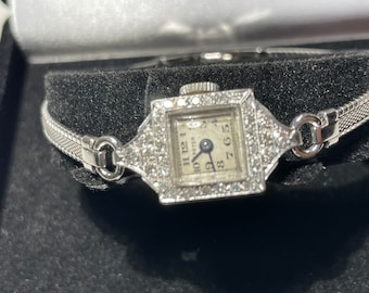 Platinum Diamond Art Deco Ladies Croton Wristwatch